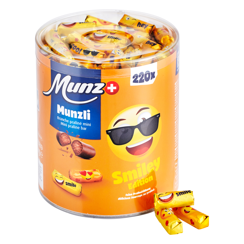 Munz Klarsicht-Dose XL Munzli Milch Smiley