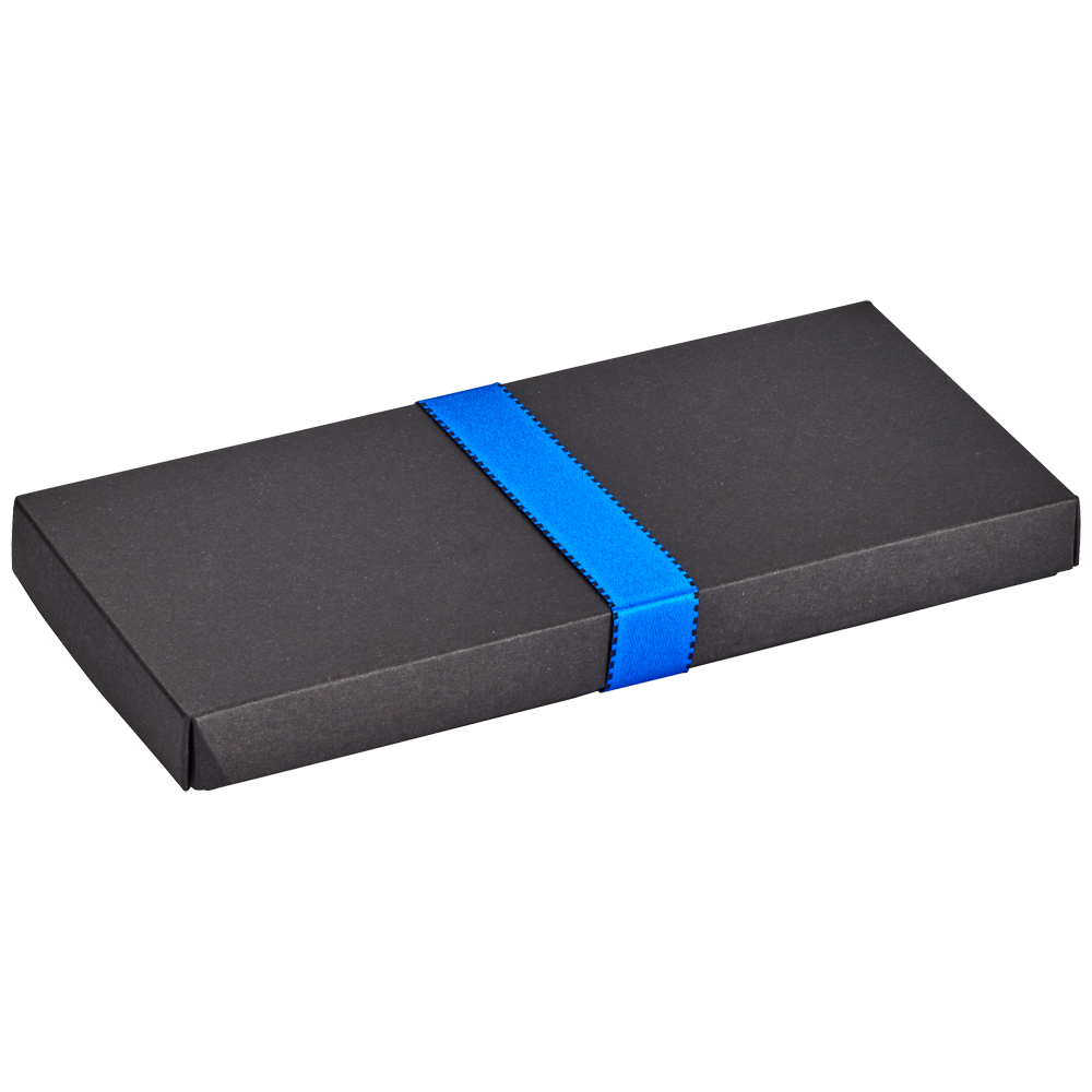 Munz Kartonbox flach geschlossen blaues Band